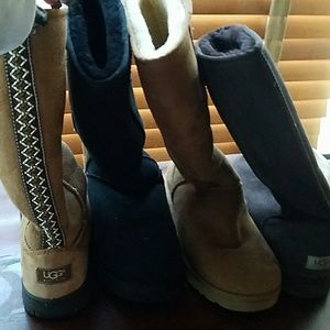 Ugg boots  4,pairs dark brown new,tan with print